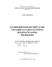 Quá trình hình thành - Phát triển các khu công nghiệp và tác động của nó đến sự phân bố nguồn lao động Tỉnh Bình Dương