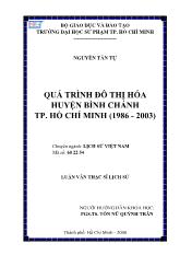 Luận văn Quá trình đô thị hóa huyện Bình Chánh tp. Hồ Chí Minh (1986 - 2003)