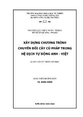 Luận văn Xây dựng chương trình chuyển đổi cây cú pháp trong hệ dịch tự động Anh - Việt