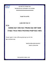 Đề tài Giảng dạy văn học trung đại Việt Nam ở bậc THCS theo phương pháp đọc hiểu