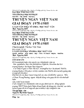 Đề tài Truyện ngắn Việt Nam giai đoạn 1975 - 1985