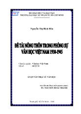 Đề tài Nông thôn trong phóng sựVăn học Việt Nam 1930 – 1945