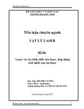 Đề tài Laser và các tính chất của laser, ứng dụng mới nhất của tia laser