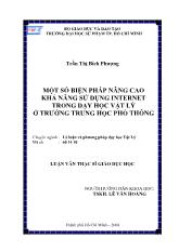 Luận văn Một số biện pháp nâng cao khả năng sử dụng internet trong dạy học vật lý ởtrường trung học phổ thông