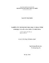 Luận văn Nghiên cứu thành phần hoá học và hoạt tính sinh học của sữa ong chúa và phấn hoa