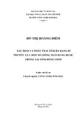 Luận văn Xác định và phân tích tính đa dạng di truyền của một số giống xoài đang đƣợc trồng tại tỉnh đồng tháp