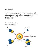 Tiểu luận Tìm hiểu phản ứng nhiệt hạch và điều khiển phản ứng nhiệt hạch trong tương lai