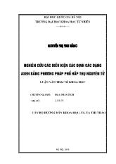 Luận văn Nghiên cứu các điều kiện xác định các dạng Asen bằng phương pháp phổ hấp thụ nguyên tử