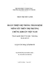 Luận văn Hoàn thiện hệ thống thẩm định niêm yết trên thị trường chứng khoán Việt Nam