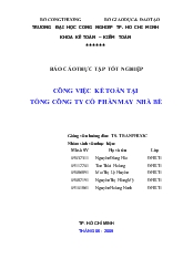 Báo cáo thực tập Công việc kế toán tại Tổng công ty cổ phần may Nhà Bè