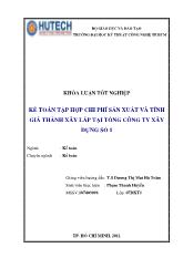 Khóa luận Kế toán tập hợp chi phí sản xuất và tính giá thành xây lắp tại tổng công ty xây dựng số 1