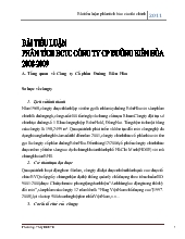 Tiểu luận Phân tích báo cáo tài chính Công ty cổ phần đường Biên Hòa 2008 - 2009