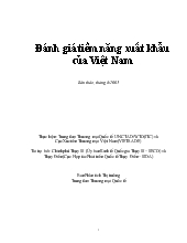 Báo cáo Đánh giá tiềm năng xuất khẩu của Việt Nam