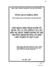 Chủ động hội nhập kinh tế quốc tế và tác động của nó tới sự phát triển kinh tế thị trường định hướng xã hội chủ nghĩa ở Việt Nam