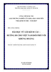 Đề tài Bài học từ gói kích cầu – hướng đi cho Việt Nam đối phó với khủng hoảng