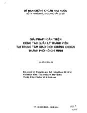 Đề tài Giải pháp hoàn thiện công tác quản lý thanh viên tại trung tâm giao dịch chứng khoán thành phố Hồ Chí Minh