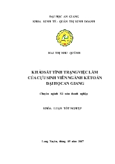 Đề tài Khảo sát tình trạng việc làm của cựu sinh viên ngành kế toán đại học An Giang