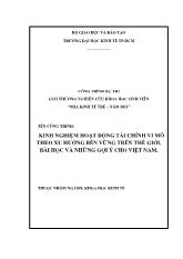 Đề tài Kinh nghiệm hoạt động tài chính vi mô theo xu hƣớng bền vững trên thế giới, bài học và những gợi ý cho Việt Nam