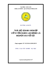 Đề tài Thái độ doanh nghiệp về tuyển dụng lao động là người khuyết tật