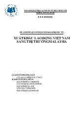 Đề tài Xuất khẩu lao động sang thị trường Malaysia