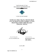 Luận văn Đánh giá thực trạng chuyển dịch cơcấu kinh tếnông nghiệp và giải pháp phát triển trên địa bàn tỉnh sóc trăng