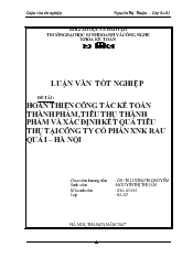 Luận văn Hoàn thiện công tác kế toán thành phẩm, tiêu thụ thành phẩm và xác định kết quả tiêu thụ tại công ty cổ phần xnk rau quả I – Hà Nội