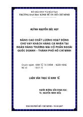 Luận văn Nâng cao chất lượng hoạt động cho vay khách hàng cá nhân tại ngân hàng thương mại cổ phần ngoài quốc doanh – thành phố Hồ Chí Minh