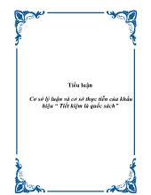 Tiểu luận Cơsở lý luận và cơ sở thực tiễn của khẩu hiệu “ Tiết kiệm là quốc sách”