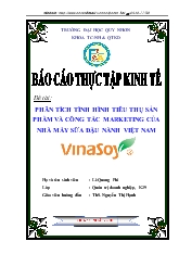 Đề tài Phân tích tình hình tiêu thụ sản phẩm và công tác marketing của nhà máy sữa đậu nành Việt Nam VinaSoy
