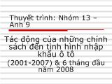 Đề tài Tác động của những chính sách đến tình hình nhập khẩu ô tô (2001-2007) & 6 tháng đầu năm 2008