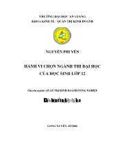 Khóa luận Hành vi chọn ngành thi đại học của học sinh lớp12