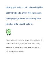 Bài viết Những giải pháp cơ bản về cơ chế giám sát thị trường tài chính Việt Nam nhằm phòng ngừa, hạn chế rủi ro trong điều kiện hội nhập kinh tế quốc tế.