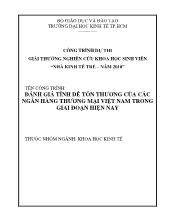 Công trình Đánh giá tính dễ tổn thương của các ngân hàng thương mại Việt Nam trong giai đoạn hiện nay