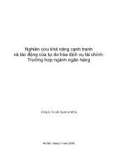 Đề tài Năng lực cạnh tranh và tác động của tự do hoá thương mại dịch vụ ở Việt Nam: Ngành dịch vụ ngân hàng