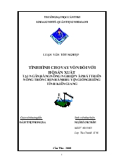 Đề tài Tình hình cho vay vốn đối với hộ sản xuất tại Ngân Hàng Nông Nghiệp và Phát Triển Nông Thôn chi nhánh Huyện Giồng Riềng