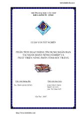 Luận văn Phân tích hoạt động tín dụng ngắn hạn tại Ngân Hàng Nông Nghiệp và Phát Triển Nông Thôn chi nhánh Tỉnh Sóc Trăng