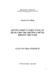 Luận văn Quyền chọn và khảnăng áp dụng cho thịtrường chứng khoán Việt Nam
