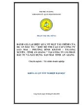 Khóa luận Đánh giá lại hiệu quả về mặt tài chính của hoạt động đầu tư Khu đô thị cao cấp Công ty Sao Mai phường Bình Khánh, thành phố Long Xuyên, tỉnh An Giang