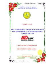 Đề tài Phân tích hoạt động tín dụng của ngân hàng Thương mại Cổ phần Phát triển Mê Kông – chi nhánh Long Xuyên giai đoạn 2008 – 2010