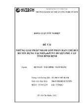 Khóa luận  Những giải pháp nhằm góp phần hạn chế rủi ro tín dụng tại NHNo&PTNT huyện PhùCát tỉnh Bình Định