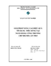 Luận văn Giải pháp nâng cao hiệu quảtín dụng tiêu dùng tại Ngân hàng Công Thương chi nhánh Cần Thơ