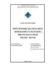 Luận văn Phân tích hiệu quả hoạt động kinh doanh của ngân h àng thương mại cổ phần Sài Gòn –Hà Nội