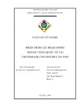 Luận văn Phân tích hoạt động thanh toán quốc tế tại VIETINBANK Cần Thơ
