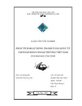 Luận văn Phân tích hoạt động thanh toán quốc tếtại Ngân hàng ngoại thương Việt Nam chi nhánh Cần Thơ