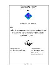 Luận văn Phân tích hoạt động tín dụng ngắn hạn tại Ngân hàng Công Thương Việt Nam Chi Nhánh Cần Thơ
