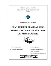 Luận văn Phân tích kết quả hoạt động kinh doanh của Ngân hàng MHB – chi nhánh Cần Thơ