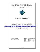 Luận văn Phân tích kết quảhoạt động kinh doanh tại VPBank chi nhánh Cần Thơ