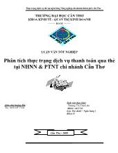 Luận văn Phân tích thực trạng của dịch vụ thanh toán thẻ tại chi nhánh Ngân hàng Nông nghiệp và Phát triển Nông thôn thànhphố Cần Thơ