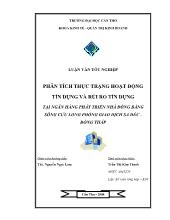 Luận văn Phân tích thực trạng hoạt động tín dụng và rủi ro tín dụng tại ngân hàng phát triển nhà ĐBSCL – phòng giao dịch Sa Đéc - ÐồngTháp