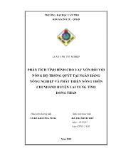 Luận văn Phân tích tình hình cho vay vốn đối với nông hộ trồng Quýt tại Ngân hàng Nông Nghiệp và Phát Triển Nông Thôn chi nhánh Huyện Lai Vung từ năm 2006 -2008
